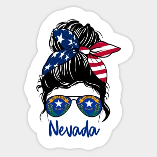 Nevada girl Messy bun , American Girl , Nevada Flag Sticker